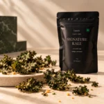 Lynn's Signature Kale Crisps pouch with whole-leaf kale crisps