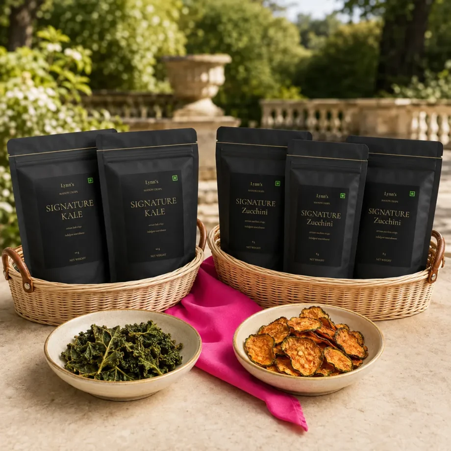 Lynn’s Savoury Collection with two Signature Kale Crisps and three Signature Zucchini Crisps
